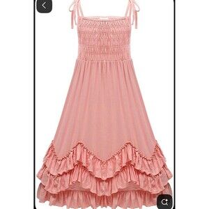 Everweekend Girls Boho Maxi Dress, Flower Girl Flowy Ruffle Swing Twirly 10T